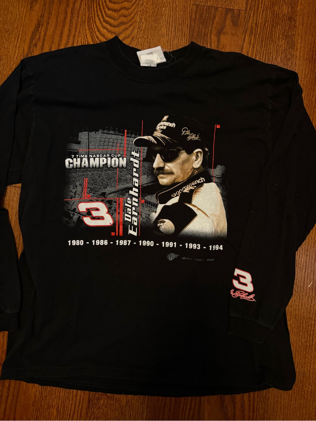 Black Dale Earnhardt Long-Sleeve Racing Graphic Tee